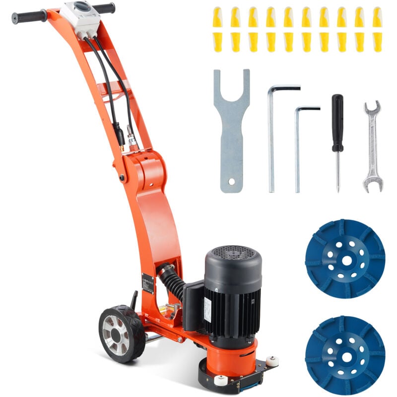 7' Concrete Floor Grinder - 2.0HP, 1500W, 1400RPM, Brushless Motor for Professional Surface Grinding of Granite, Marble & Stones - Mophorn