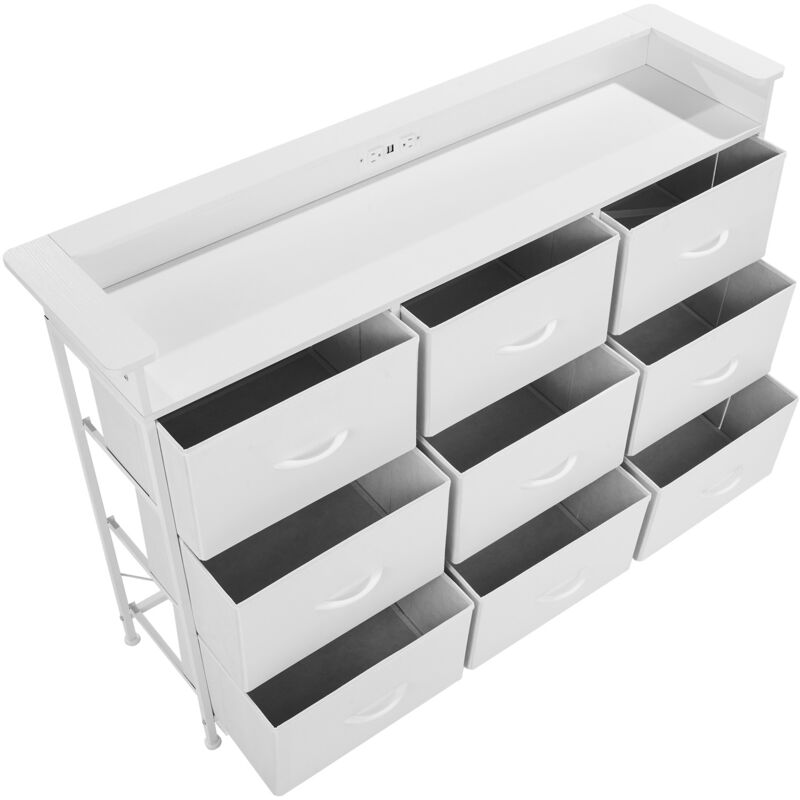 9-Zeichen-Kommode-Hochgewebe-Kommode mit robustem Metallrahmen, LED-Leuchten und eingebautem Outlet. - Mophorn