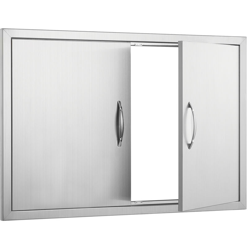 Mophorn 915x610mm Double BBQ Zugang Tür, Edelstahl Flush Mount vertikale Tür mit Griffen, Outdoor-Küche Tür für BBQ Insel und Grillstation