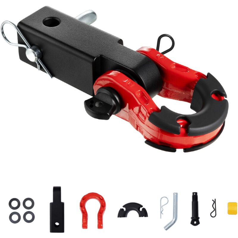 Mophorn - Anhängerkupplung mit Schäkel, kompatibel mit 2-Zoll-Anhängern, Bruchfestigkeit 65.900 lbs, D-Ring und Sicherungsstift für Anhängerkupplung,
