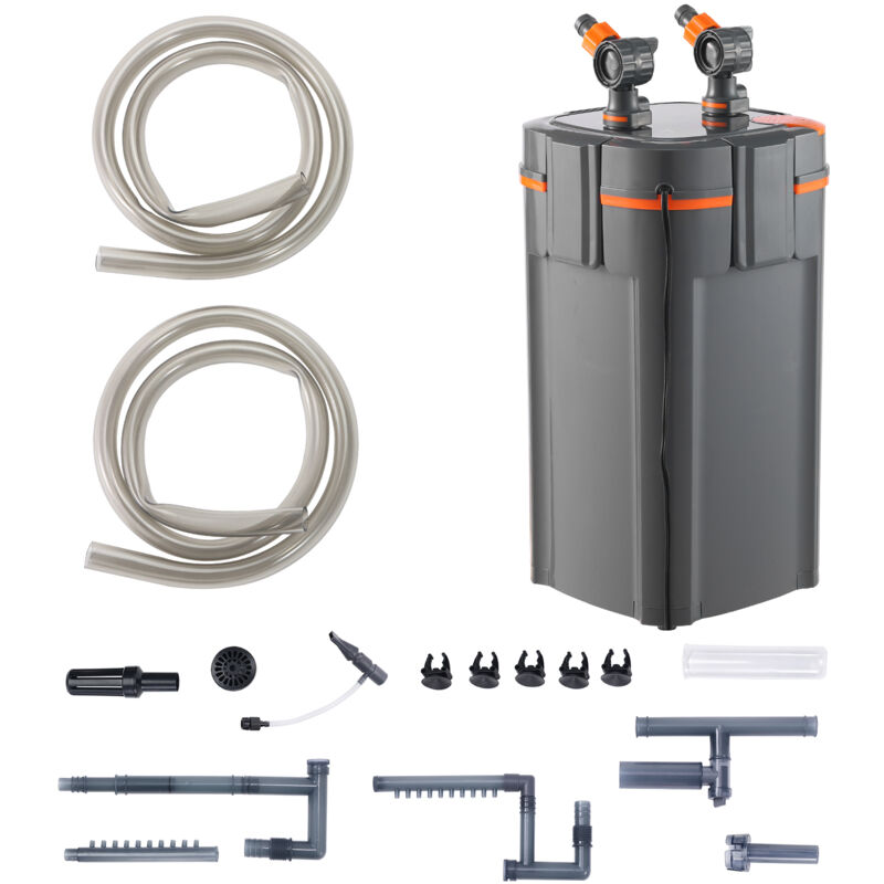 Mophorn Aquariumfilter 317GPH, 4-stufiger Kanisterfilter 100 Gallonen, ultraleiser Tauchfilter mit UV-Schutz, Multifunktions-Innenfilter für