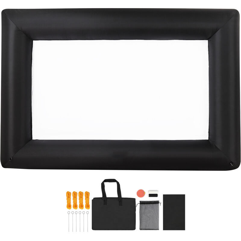 Mophorn Aufblasbare Filmleinwand für Projektionen, 600D-Material, tragbare Leinwand mit Aufbewahrungstasche, 16:9-Format, ideal für Heimkino,