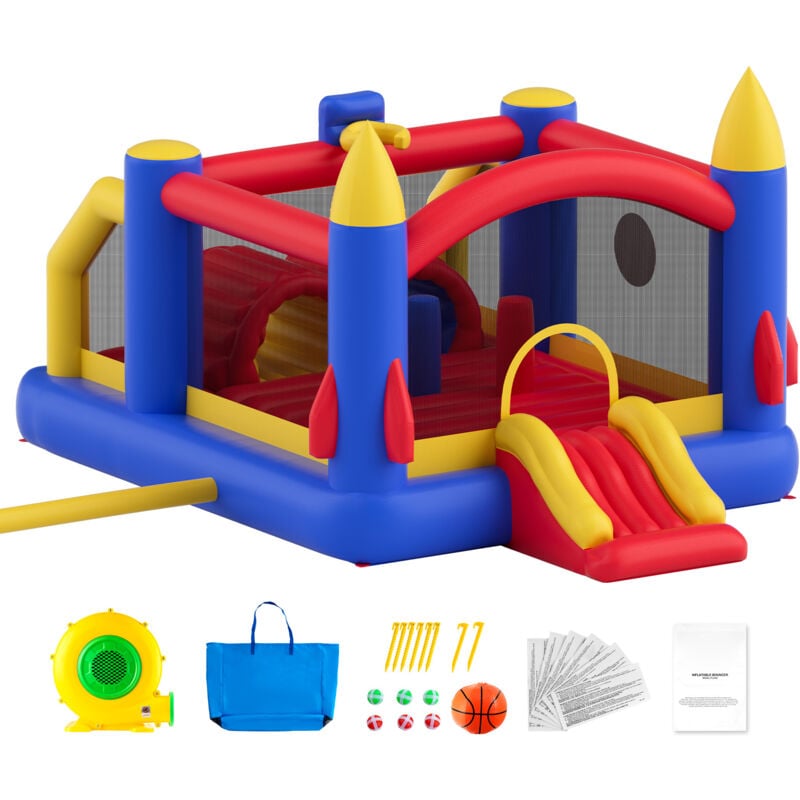 Mophorn Aufblasbares Hüpfburg-Spielhaus von – Spaß im Freien, 160 x 94 x 96 Zoll, mit Gebläse, Rutsche, für Kinder von 3–8 Jahren
