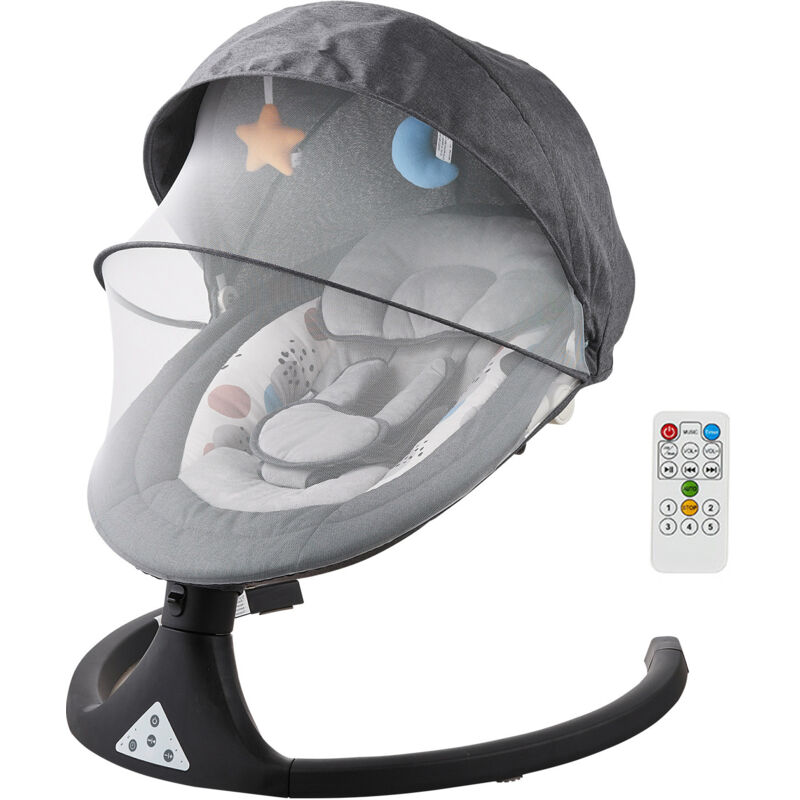 Mophorn Babyschaukel, 5-Gang-Babyschaukel mit 3 Sitzpositionen, tragbare Babyschaukel mit PVC-Touchpanel, Fernbedienung, Bluetooth