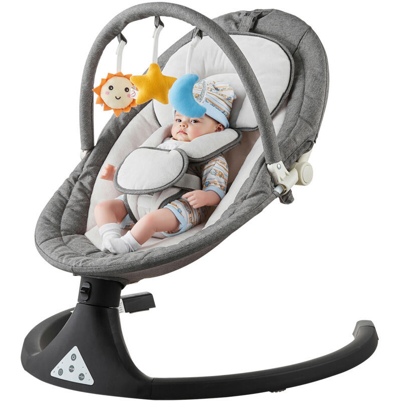 Mophorn - Babyschaukel, tragbare Wippe mit 5 Geschwindigkeiten für Neugeborene mit 3 Sitzpositionen, PVC-Touchpanel, Fernbedienung, Bluetooth, 10