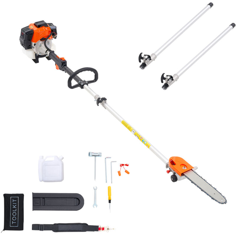 Mophorn Benzin-Hochentaster 43ccm 2-Takt, Motorsäge mit drehbarem Kopf, Teleskopsäge mit ausziehbarer Stange von 2,16-3,66 m, 25,4 cm Schwert, 850 ml