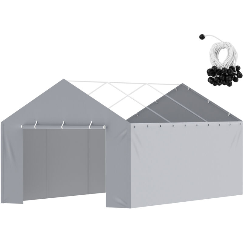 Mophorn - Carport-Ersatzüberdachung,Seitenwand 12'x20',strapazierfähige,UV-geschützte Garagenzeltplane,einfache Installationmit Spanngurten,grau