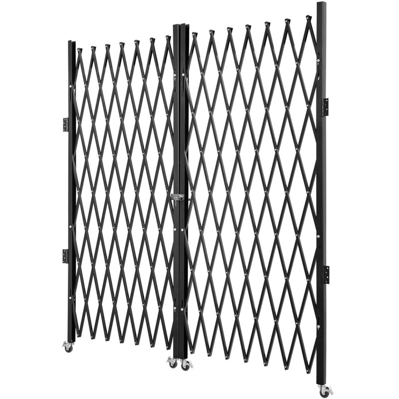 Mophorn - Doppelfalt-Sicherheitstor, 1,52 m hoch x 3 m breit, Stahl-Akkordeon-Barriere, 360° rollendes, erweiterbares Tor mit Schlüsseln