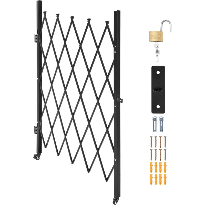 Mophorn Einfaches Faltsicherheitstor, abschließbares Scherentor mit Lenkrollen, einziehbares Stahltor für Eingänge, Garagen, Lagerhallen und Pools,