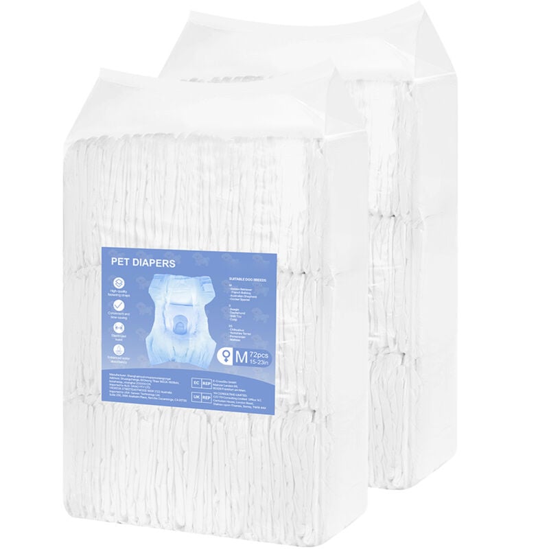 Mophorn Einweg-Hundewindeln, hochsaugfähige Windeln für weibliche Haustiere, 360°-Auslaufschutz mit Nässeindikator für Läufigkeitszyklen, 144 Stück