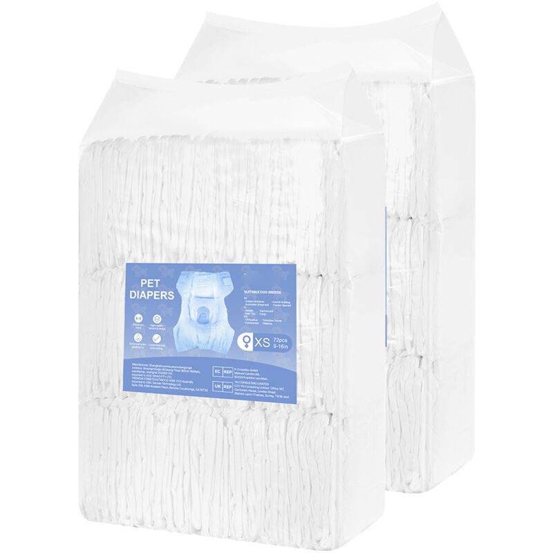 Mophorn Einweg-Hundewindeln, ultra-saugfähige Windeln für weibliche Haustiere, 360°-Auslaufschutzdesign mit Nässeindikator für Läufigkeit, 144 Stück