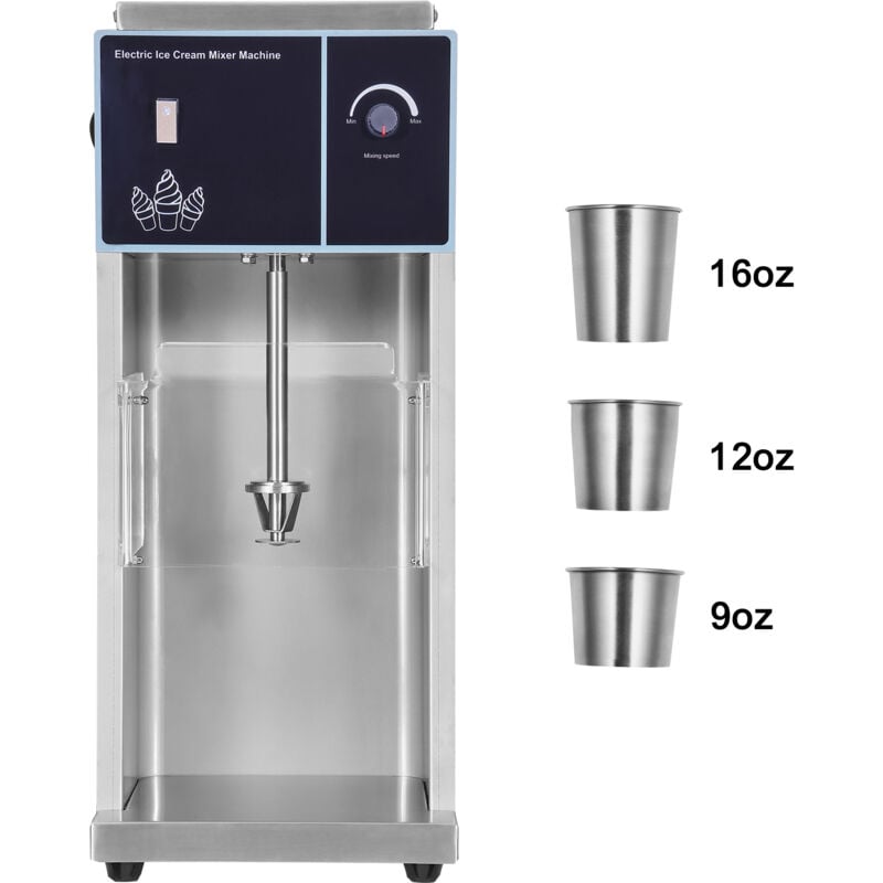 Mophorn Eiscreme-Mixer, 400 W, Hochgeschwindigkeits-Eiscreme-Mixer, 4200 U/min, stufenlose Geschwindigkeitsregelung, 304 Edelstahl, 3 Handbecher,