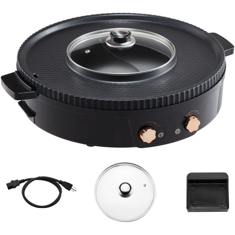 Mophorn - Elektrischer 2-in-1 Hot Pot mit Grill, 1800 w, rauchfreier BBQ-Grill und Feuertopf mit separater Temperatursteuerung, antihaftbeschichtete