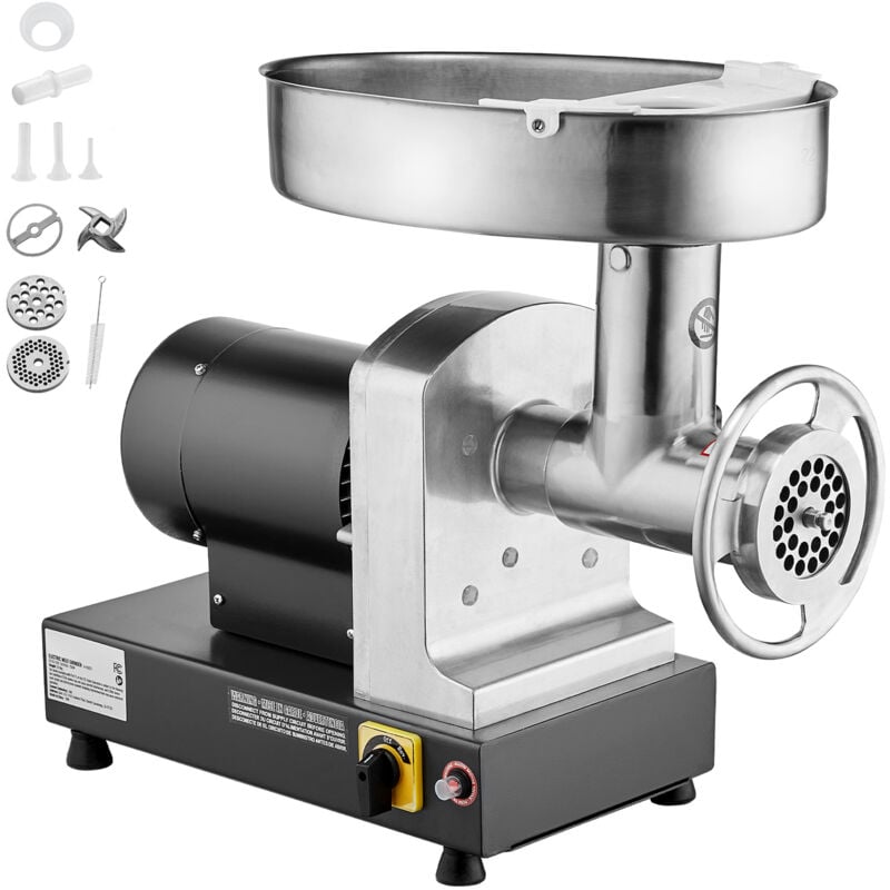 Mophorn - Fleischwolf, 6 Pfund/Min Kapazität, elektrisch, mit Klinge und Mahlplatte, Wurstmaschine, gewerblicher Fleischwolf aus Edelstahl für Küche,