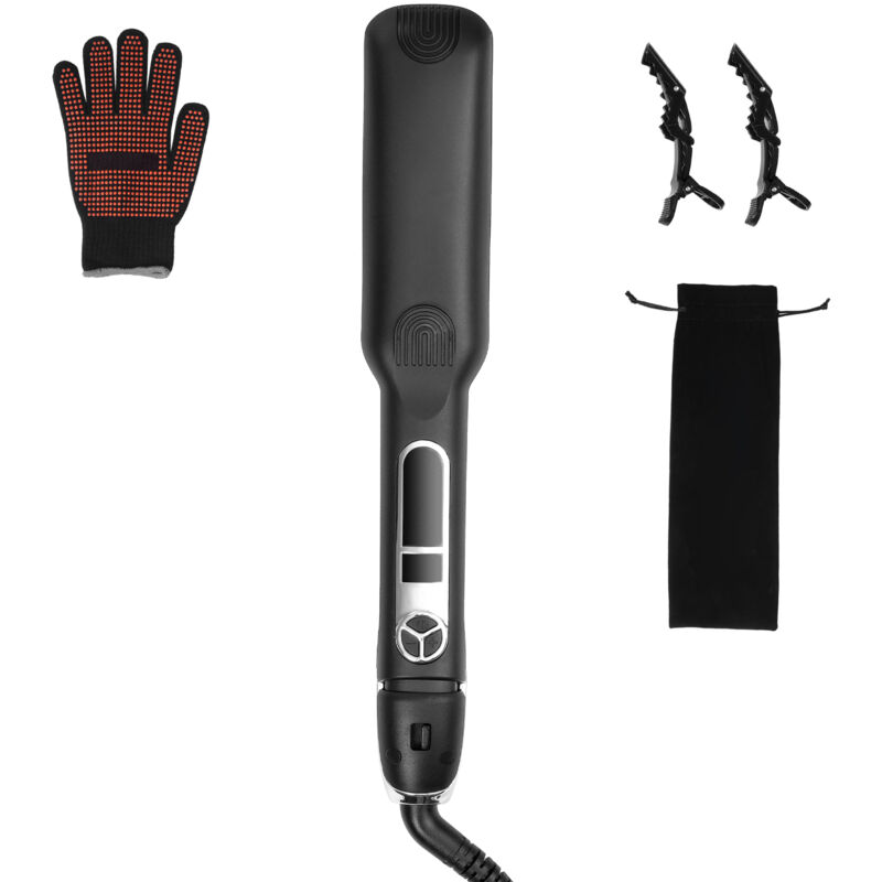 Haarglätter – 3,8 cm Titan-Glätteisen mit negativen Ionen, LCD-Display, 25 Temperaturstufen (100°C-230°C), schnelles Aufheizen. Ideal für Salon,