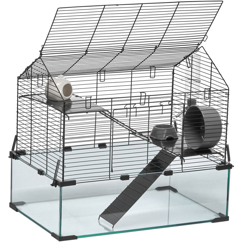 Mophorn Hamsterkäfig, 360° transparenter Sicht-Hamsterlebensraum, 22,8 x 15 x 21,3 Zoll, belüfteter Kleintierkäfig mit Wasserflasche für Ratten,