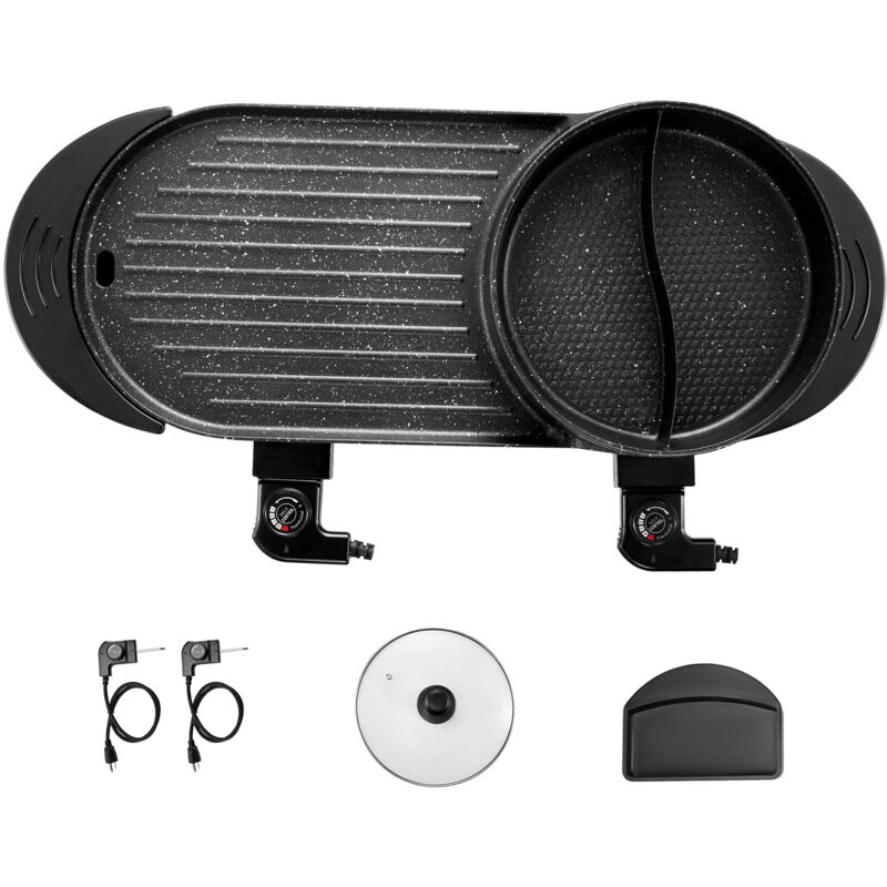 Mophorn 2-in-1 elektrischer Grill und Hot Pot, 2200 W rauchfreier Grill mit Shabu Feuertopf, koreanisches BBQ-Gerät mit separater Temperatursteuerung