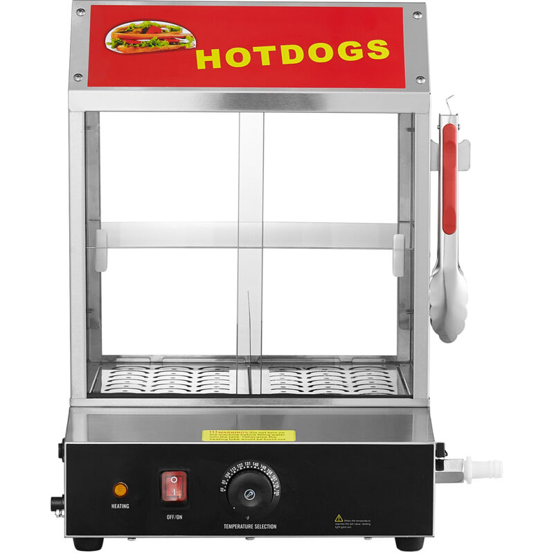 Mophorn - Hot Dog Dampfgarer, 27L, 2-stufiger Hot Dog Hütten-Dampfgarer, 30℃85℃ Temperaturregelung, elektrischer Brötchenwärmer mit Schiebetüren aus