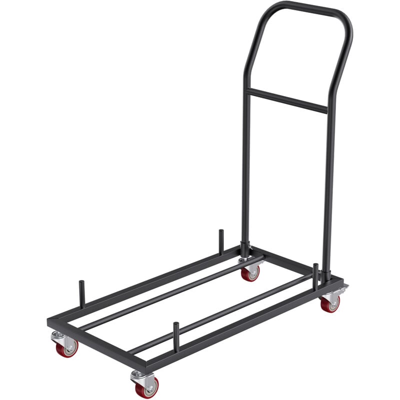 Mophorn - Klappstuhl-Rollwagen, Eisenwagen mit Platz für 12 Stühle, Trolley mit 4 Rollen, Lager- und Transportwagen für flach stapelbare Stühle aus