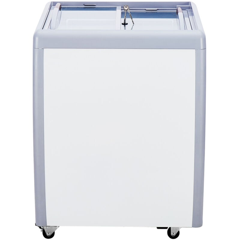 Kommerzielle Eiscreme-Vitrine, 158-L-Gefriertruhe, Mobiler Tiefkühlschrank mit Glasplatte, Restaurant-Gelato-Tauchschrank mit 4 Groen Behltern,2