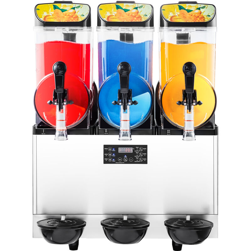 Mophorn - Kommerzielle Frozen-Drink-Maschine, 15 l x 3 Slush-Maschine mit drei Behältern, Edelstahl-Margarita- und Smoothie-Maschine für Zuhause,