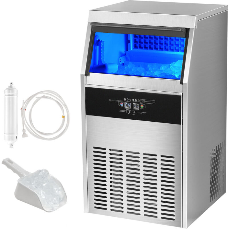 Mophorn - Kommerzieller Eisbereiter von , 100 lbs/24 h, 50 Würfel in 12–15 Min., freistehende Eismaschine mit 33 lbs Stauraum, LED-Anzeige für Bar,