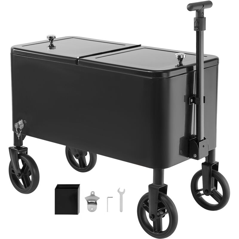 Mophorn Kühlwagen für Getränke 75,71 L – Platz für bis zu 50 Flaschen oder 110 Dosen, ausgestattet mit Teleskopgriff, Flaschenöffner und