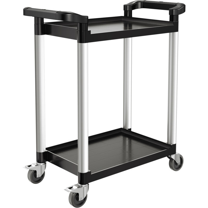 Mophorn - Mehrzweckwagen, 136 kg Tragkraft, 2-stufiger Universalwagen aus Kunststoff mit 360° Schwenkrädern (2 mit Bremsen), 800x410x945 mm großer