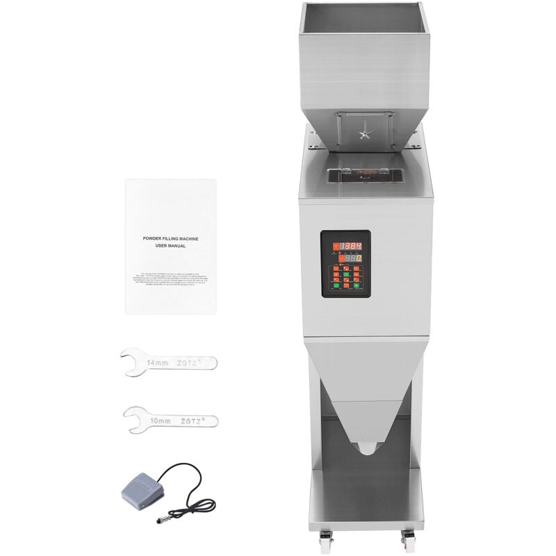 Mophorn - Partikelfüllmaschine, 0,044–11 lbs/20–5000 g, automatischer Füller mit Fußpedal, Wiegemaschine aus Edelstahl für Bohnen, Samen, Getreide,