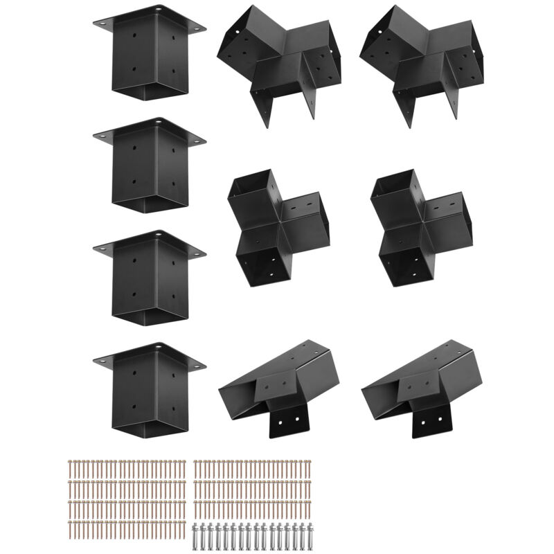 Mophorn Pergola-Bausatz, 4x4 Zoll Spitzdachhalterungen für 3,5x3,5 Zoll Bauholz, 3-Wege-/4-Wege-Verbinder mit Pfostensockeln und Firsthalterungen für