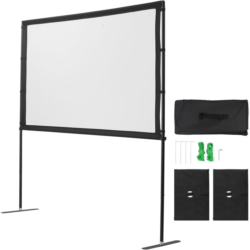 Mophorn Projektionsleinwand (80 Zoll) mit 160° Betrachtungswinkel & Ständer, Leinwand für Beamer drinnen & draußen 16:9 4K HD, tragbare Kinoleinwand