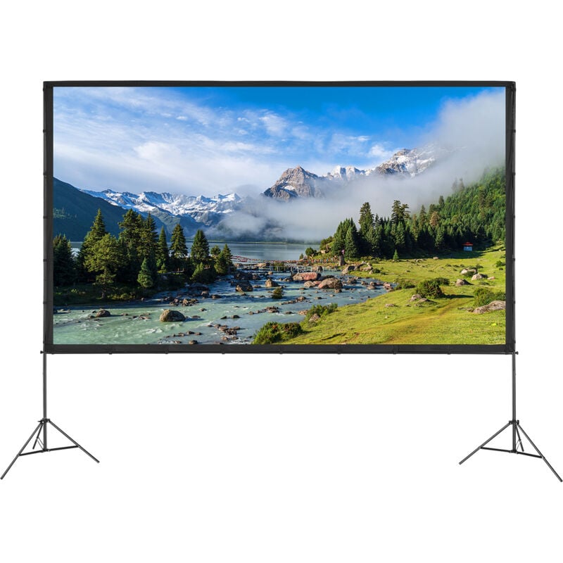 Mophorn Projektionsleinwand mit Ständer, 150 Zoll, 16:9, 4K HD, Outdoor-Filmleinwand, knitterfrei, mit Stativen und Tragetasche für Heimkino und