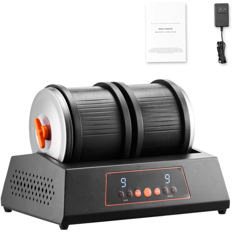 Mophorn - Steinpoliermaschine – 8 lbs Fassungsvermögen, Doppeltrommel, 9 Geschwindigkeitseinstellungen, 9-Tage-Poliertimer, Direktantriebsmotor, 35