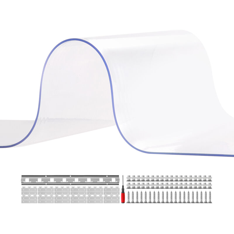PVC-Streifenvorhang, 243 cm Höhe x 182 cm Breite, 2 cm Dicke, 12 Stück transparenter PVC-Türvorhang für begehbare Gefrier-, Kühl- und Lagertüren,