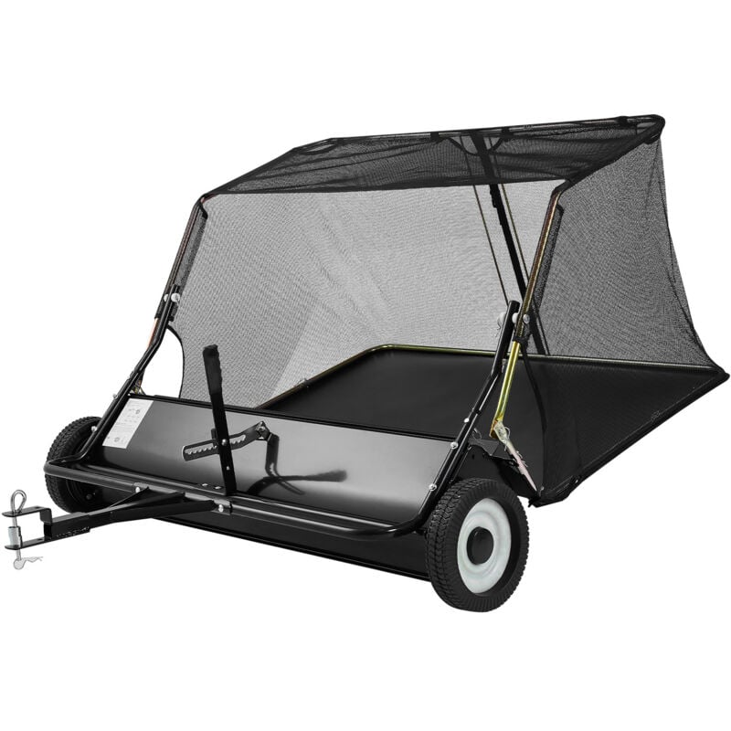 Mophorn Rasenkehrmaschine, 122 cm Arbeitsbreite, Laubkehrer für Aufsitzmäher, mit 566 L Auffangbehälter, höhenverstellbar, Kehrgerät für