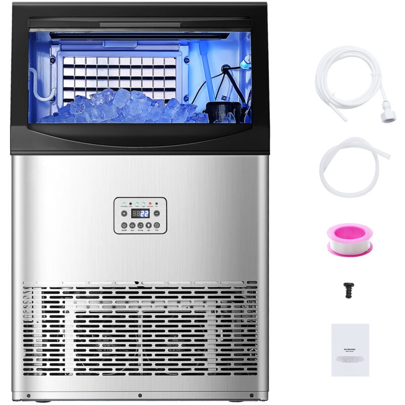 Gewerbliche Eismaschine (40,82 kg/Tag) mit 14,97 kg Speicher, 50 Eiswürfel in 15 Minuten, LED-Digitalanzeige, freistehendes Design, selbstreinigend,
