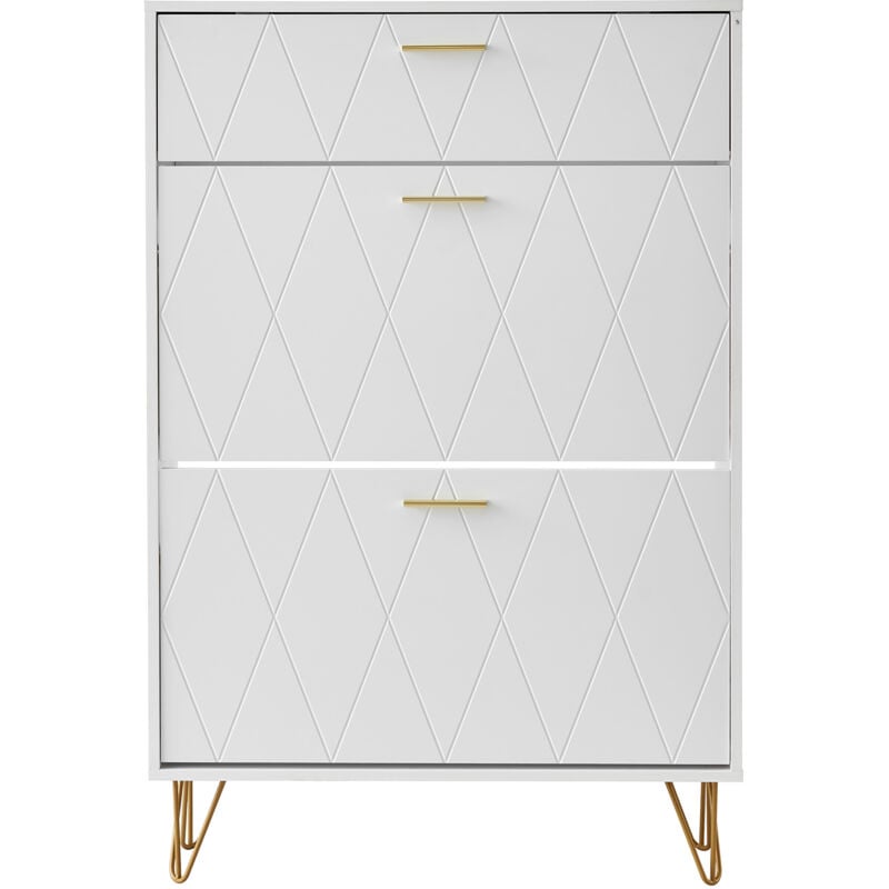 Mophorn - Schuhschrank mit 3 Klappschubladen, freistehender Schuhschrank für High Heels, Stiefel und Hausschuhe, für den Einsatz im Eingangsbereich