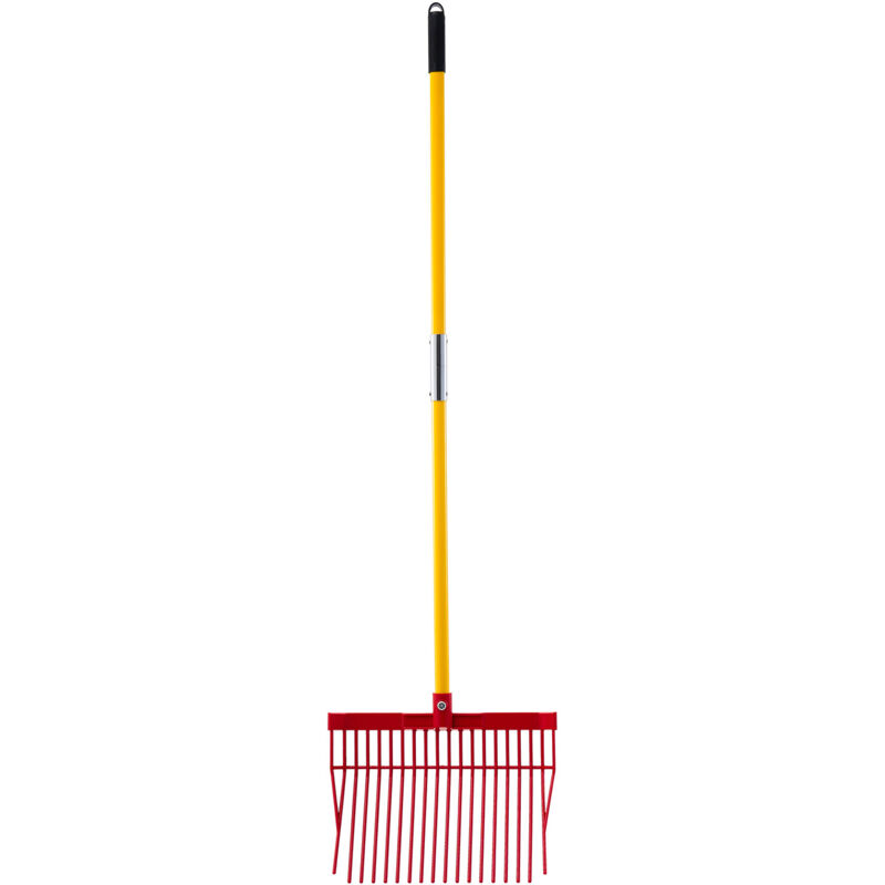 Schwedengabel mit 18 Zinken und langem Fiberglasstiel, 1550 mm Kunststoff-Heugabel, Mistgabel für Gartenarbeit, Pferdestall, Stall, Gras,