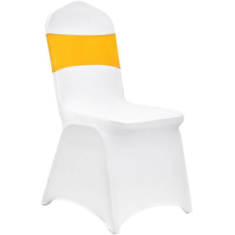 Stuhlhussen aus elastischem Spandex, universelle Passform mit Stuhlschärpen. Abnehmbar und waschbar. 30er-Set in Gold und Weiß für Hochzeit, Party