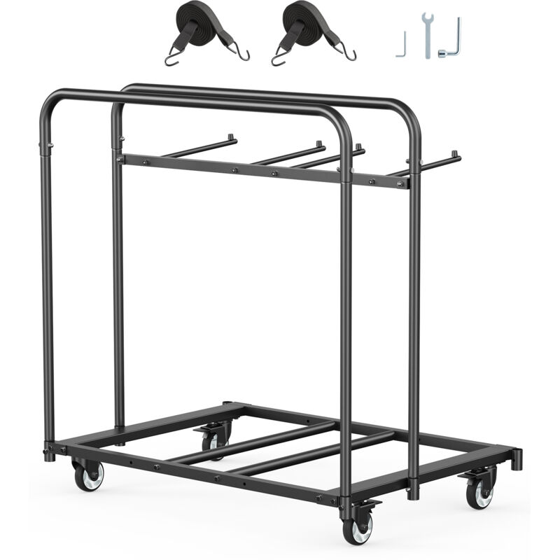 Mophorn - Stuhlkarre, Klappstuhlwagen, 180 kg Kapazität, für 5 Tische und 14 Stühle, Stuhlaufbewahrungswagen mit Halterung, ausgestattet mit
