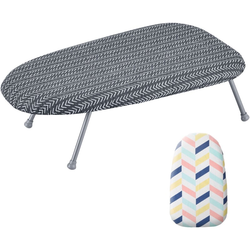 Mophorn Tisch-Bügelbrett, 23,4 x 14,4 Zoll kleines Bügelbrett mit hitzebeständigem Bezug, Bezug aus 100 % Baumwolle, 7 mm Nadelbaumwollschicht,