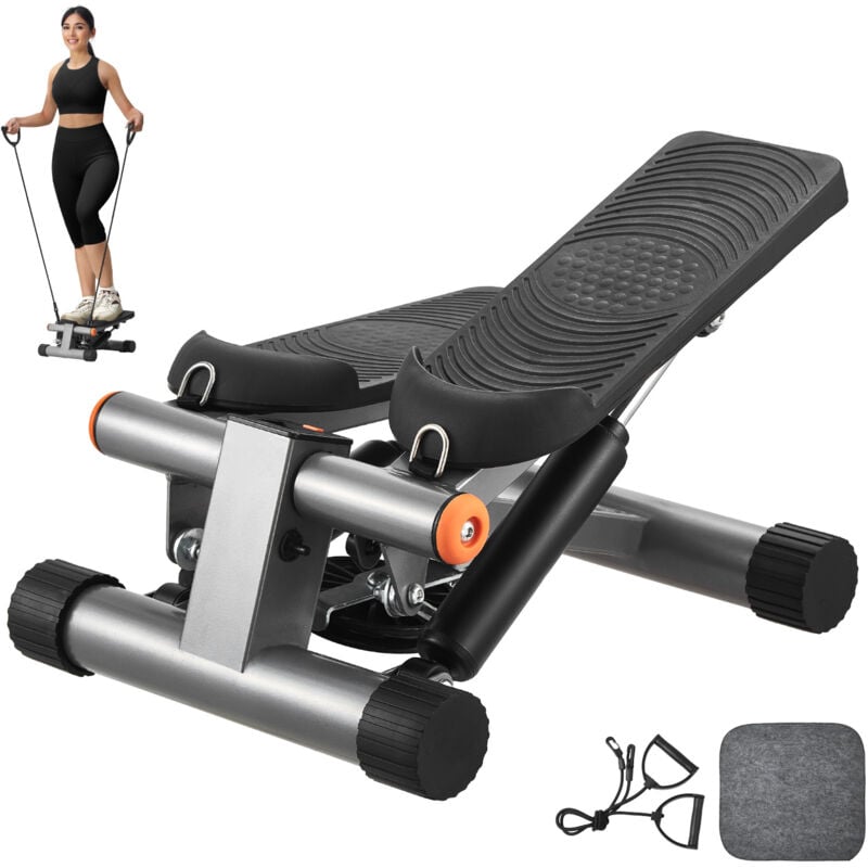 Mophorn - Treppenstepper, Mini-Stepper für das Training zu Hause, hydraulisches Fitnessgerät mit Widerstandsbändern, LCD-Monitor, 150 kg Tragkraft
