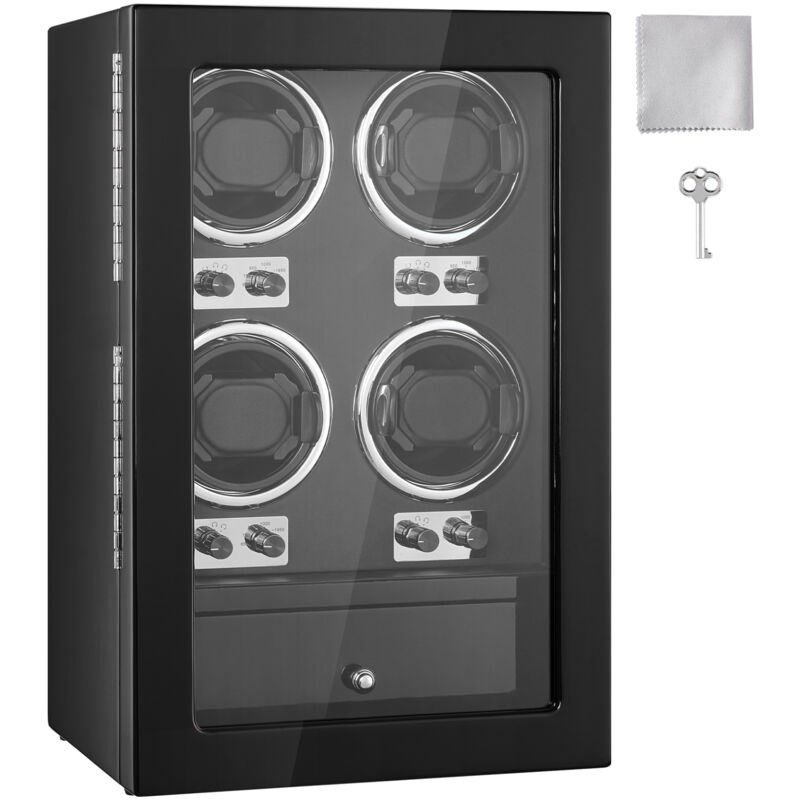 Mophorn - Uhrenbeweger für 4 Automatikuhren – Mit 4 leisen japanischen Mabuchi-Motoren, blauem LED-Licht, Adapter, langlebiger hochdichter Platine