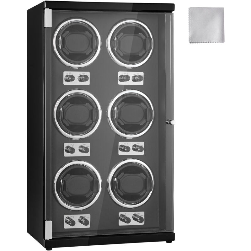 Mophorn - Uhrenbeweger für 6 Automatikuhren, superleise japanische Mabuchi-Motoren, blaues LED-Licht und Adapter, hochdichtes Platinengehäuse mit