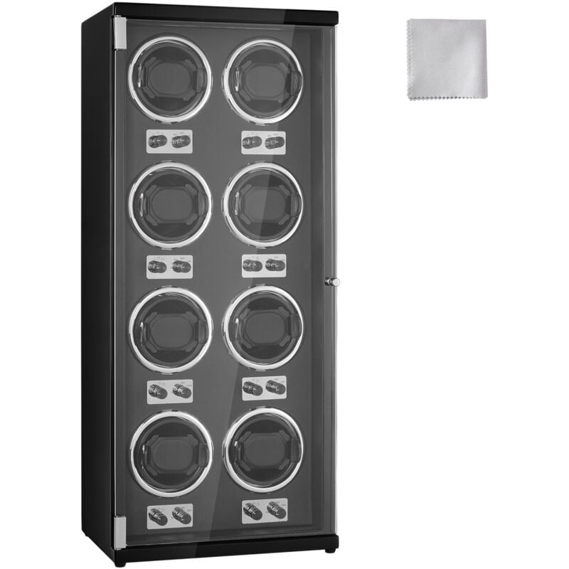 Mophorn - Uhrenbeweger für 8 Automatikuhren, superleise japanische Mabuchi-Motoren, blaues LED-Licht und Adapter, hochdichtes Platinengehäuse mit