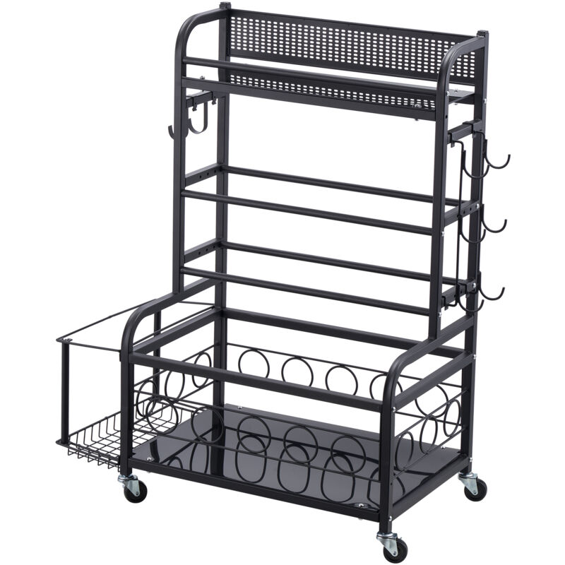 Mophorn Yogamatten-Aufbewahrungsregal, Home-Gym-Organizer, Stahlhalter mit Haken und Rädern, Gewichtsständer für Hanteln, Kugelhanteln,