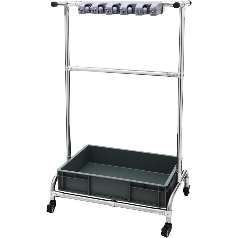 Mopphalter, Besenhalter, Beweglicher Moppständer Für Den Boden, Mobiler Reinigungswagen, Universalräder (Mit Bremsen Ausgestattet),