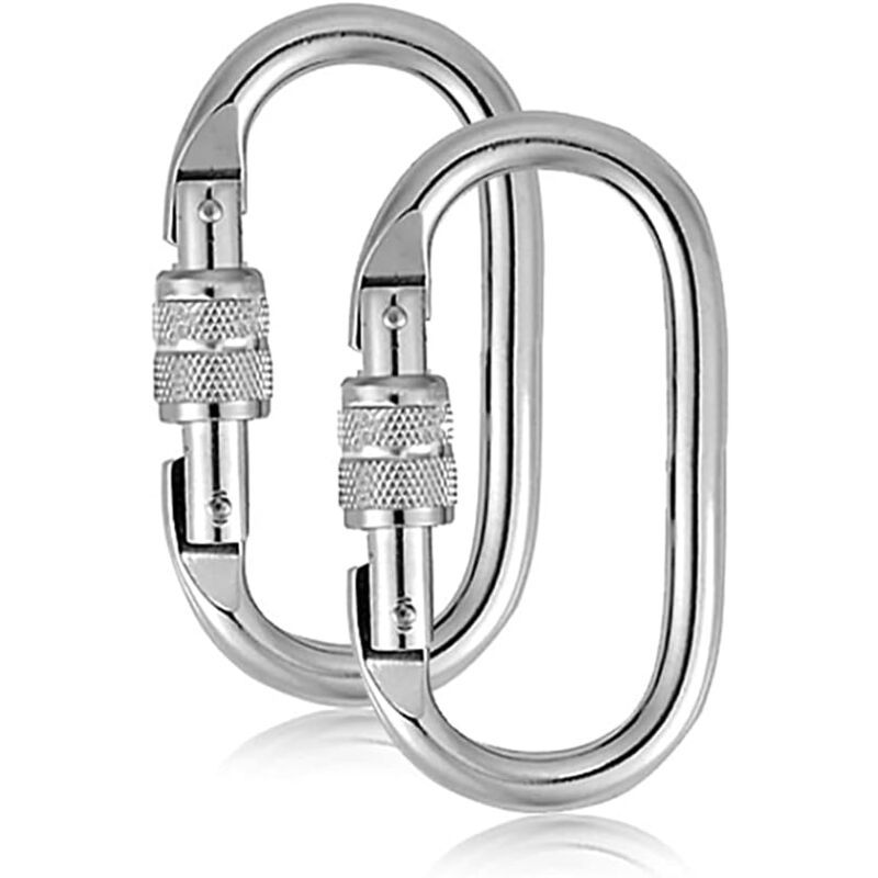 Stück 25 kN Kletterkarabiner, Edelstahl-O-Ring-Verschlusskarabiner mit Schraubverschluss zum Klettern, Abseilen, Hängematten, Hundeleine, Flasche