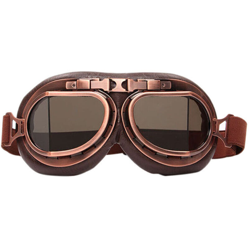 Motocross-Brille, Steampunk Vintage Fliegerbrille, Motorrad-Cruiser-Scooter-Brille, Biker-Rennhelm, Cruiser-Touring-Helm, Halbhelm (Kupfer, Braun)