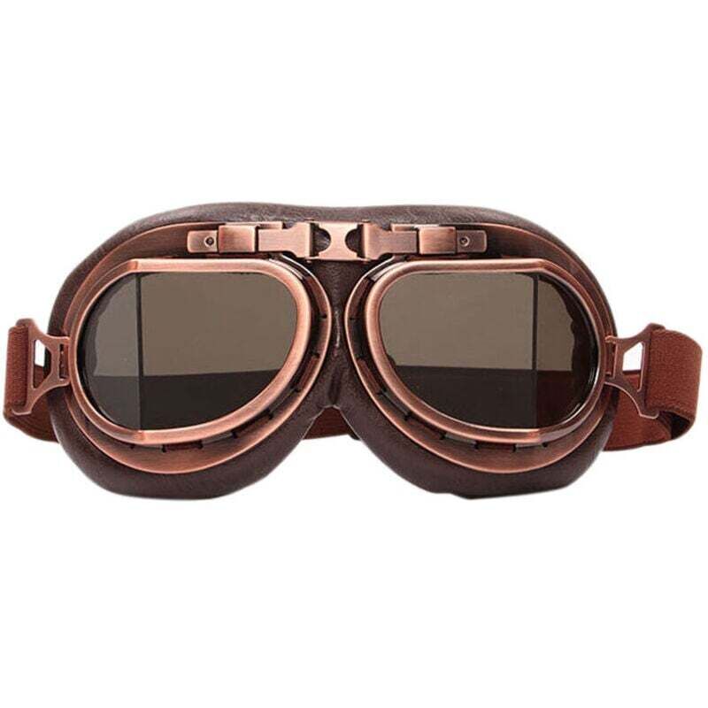 Motocross-Brille, Steampunk Vintage Fliegerbrille, Motorrad-Cruiser-Scooter-Brille, Biker-Rennhelm, Cruiser-Touring-Helm, Halbhelm (Kupfer, Braun)